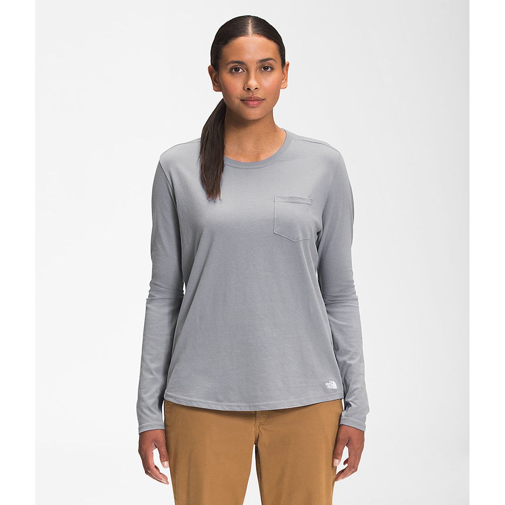 The North Face Long Sleeve Womens Australia - The North Face Long Sleeve Woodmont Pocket Grey (UFJ-9